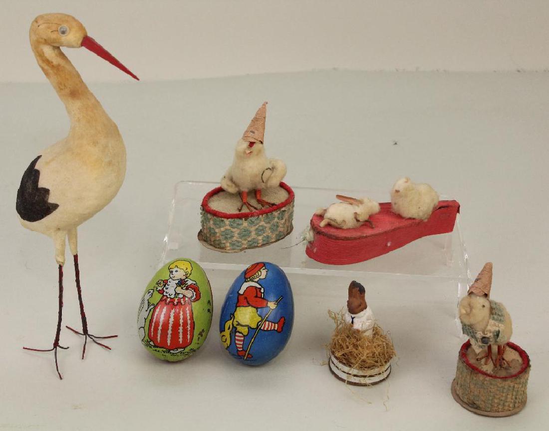 LOT OF VINTAGE EASTER: CANDY CONTAINERS AND STORK. . (1 of 2)