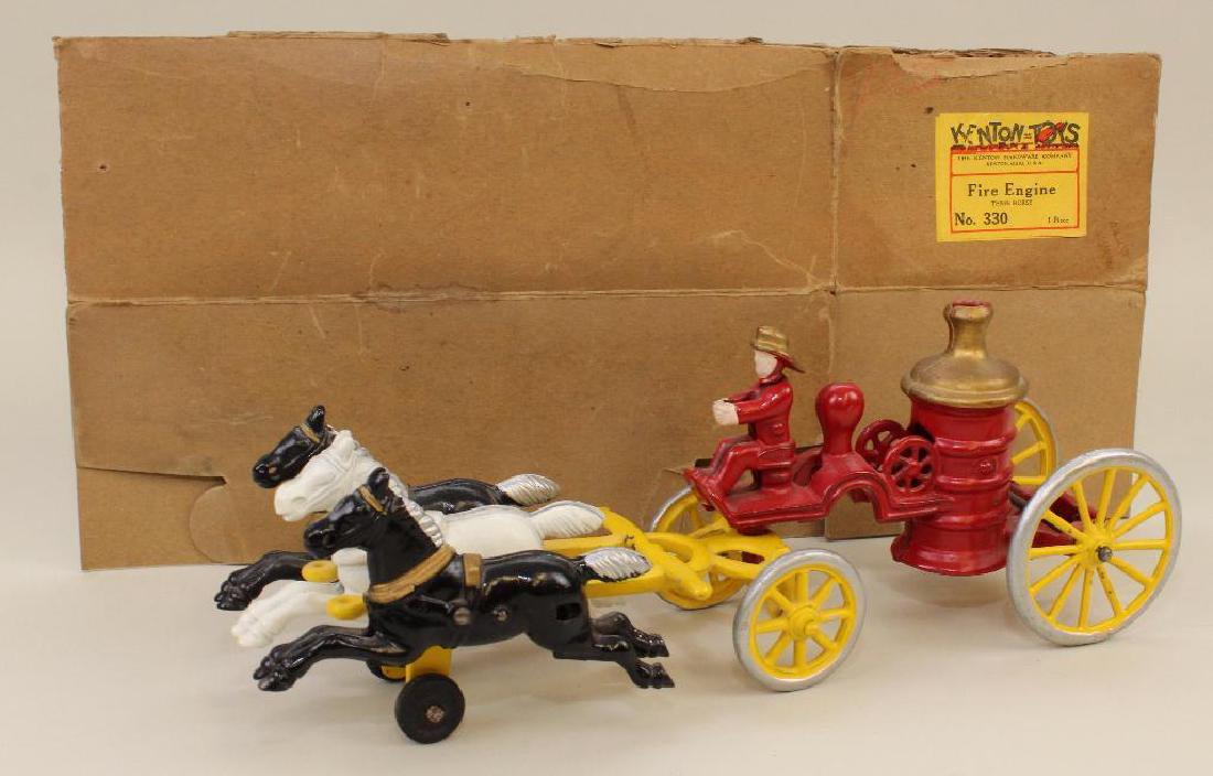 15" MINT KENTON TOYS No. 330 PAINTED CAST IRON "FIRE EN (1 of 3)