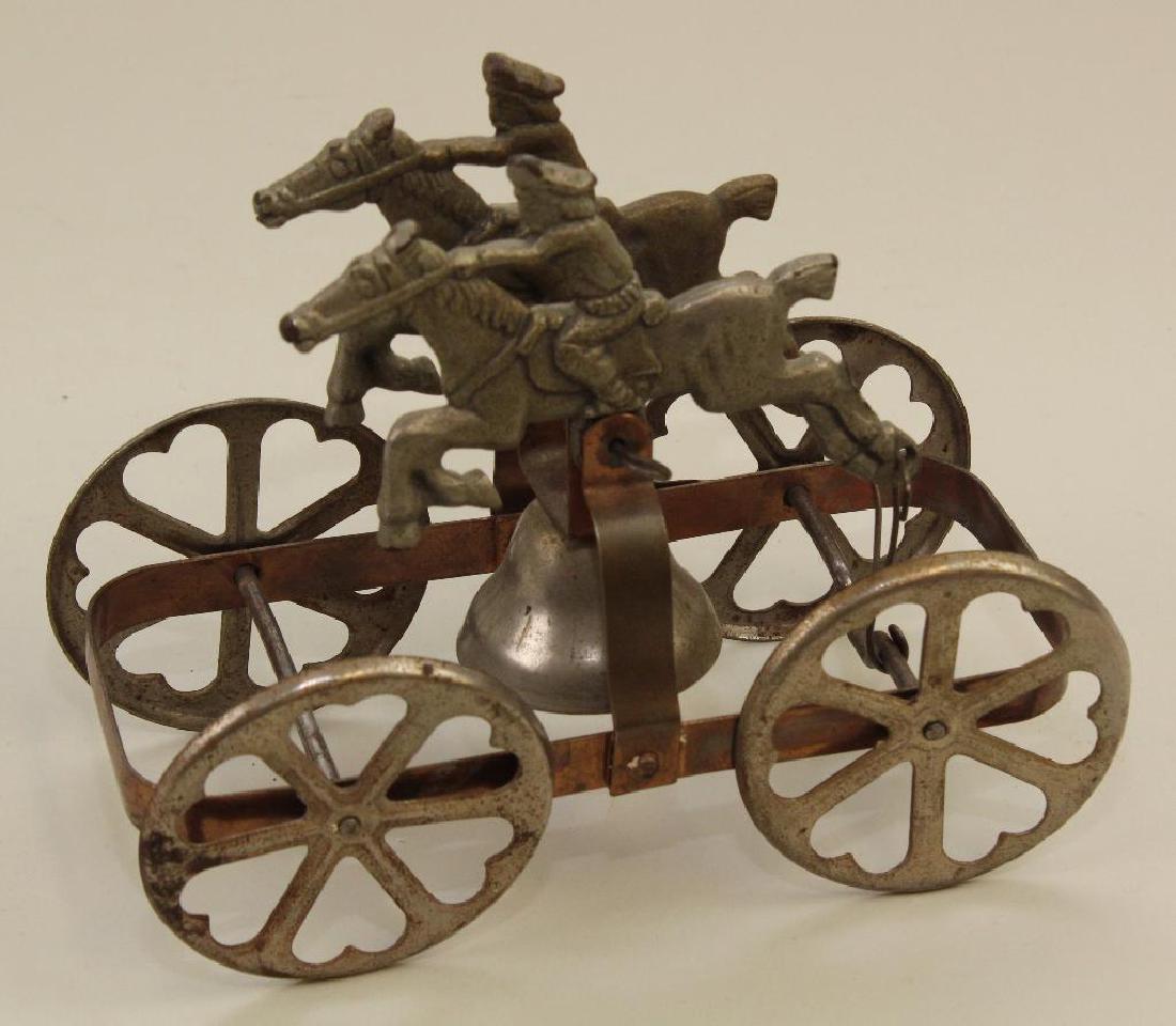 6" (WATROUS?) PRESSED STEEL & CAST BELL TOY. (1 of 1)