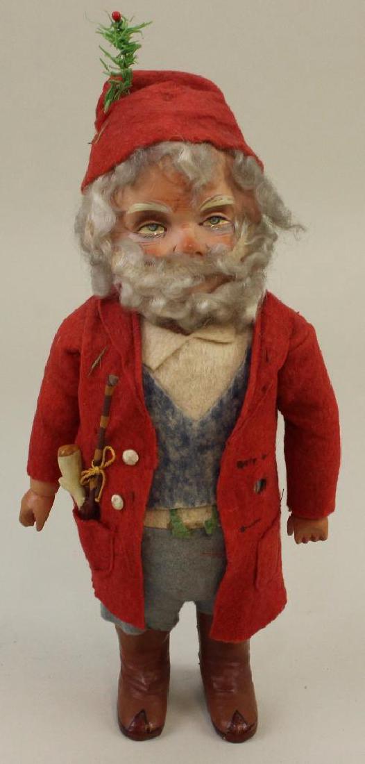 10" ANTIQUE PAPIER MACHE WIND UP SANTA CLAUS TOY. (1 of 5)