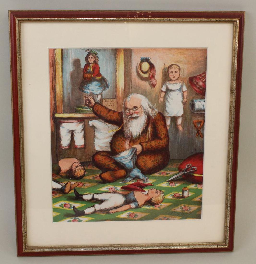 FRAMED THOMAS NAST CHRISTMAS CHROMOLITHOGRAPH "MAKING D (1 of 1)