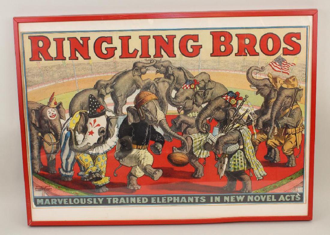 FRAMED ANTIQUE RINGLING BROS CIRCUS POSTER "MARVELOUSLY (1 of 2)