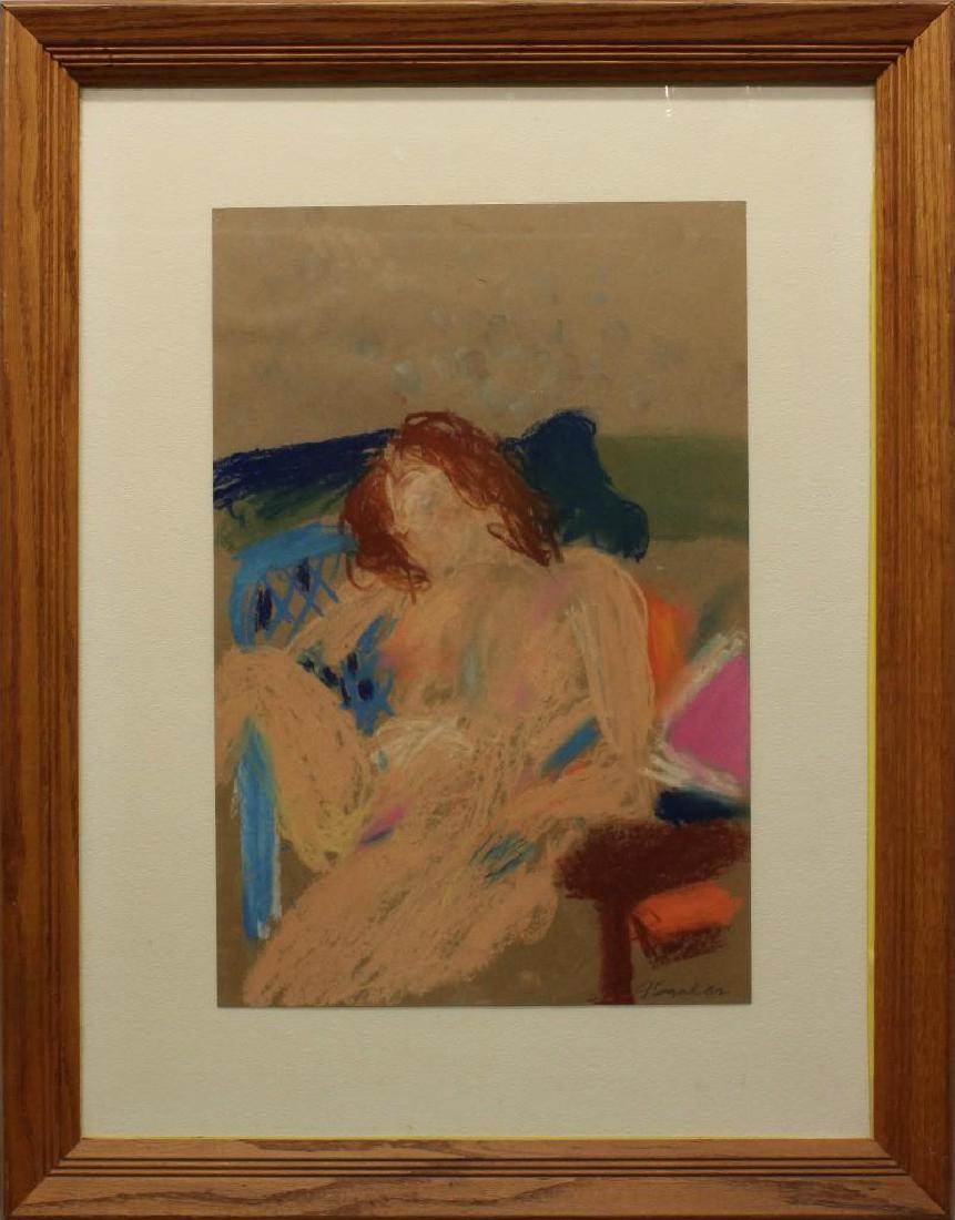 George Segal (1924-2000, New Jersey) Reclining Nude: Pastel on paper. Signed "G Segal, '62" in lower right. Offered from the model's collection. 18"h x 12"w