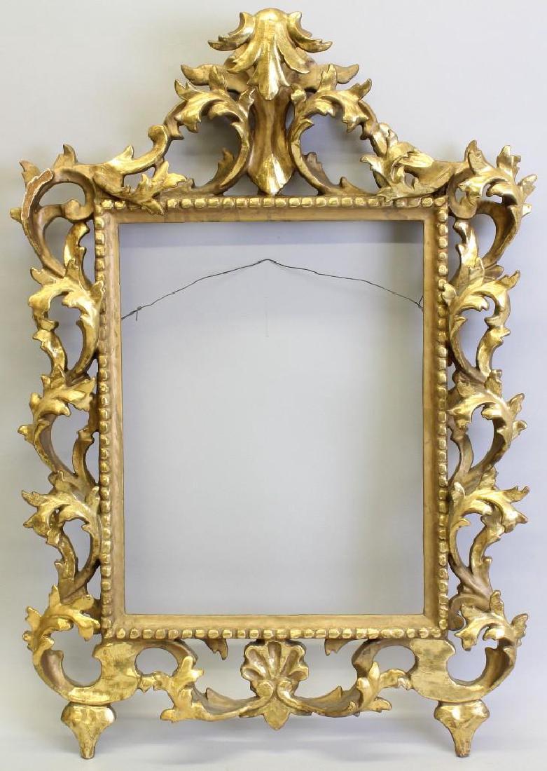 Carved, Gilded Frame: Hand carved, gilded frame. One missing floret in upper left corner. 13.75"h x 10.75"w