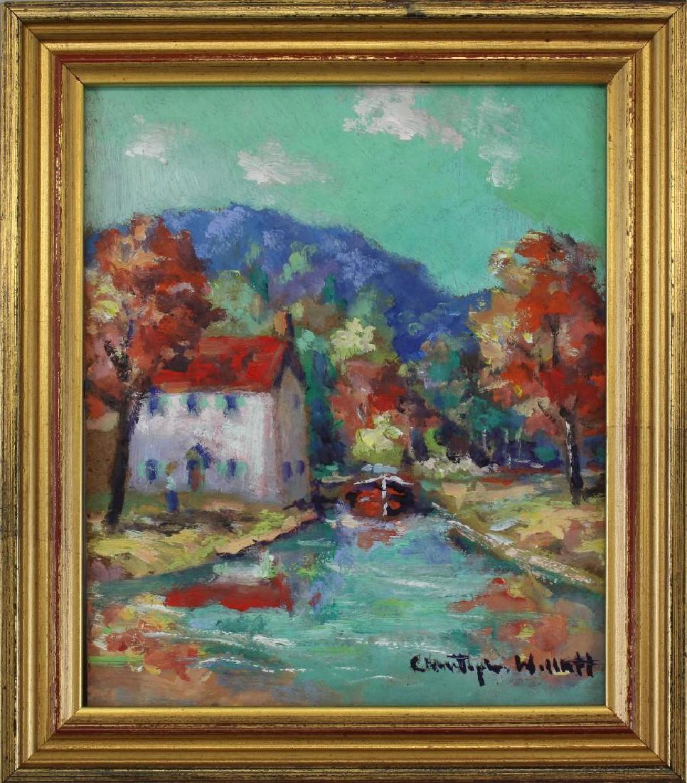 Christopher Willet (b.1959, Pennsylvania) "Upper Bucks: Oil on board. Signed "Christopher Willett" in lower right. 5.75"h x 4.75"w