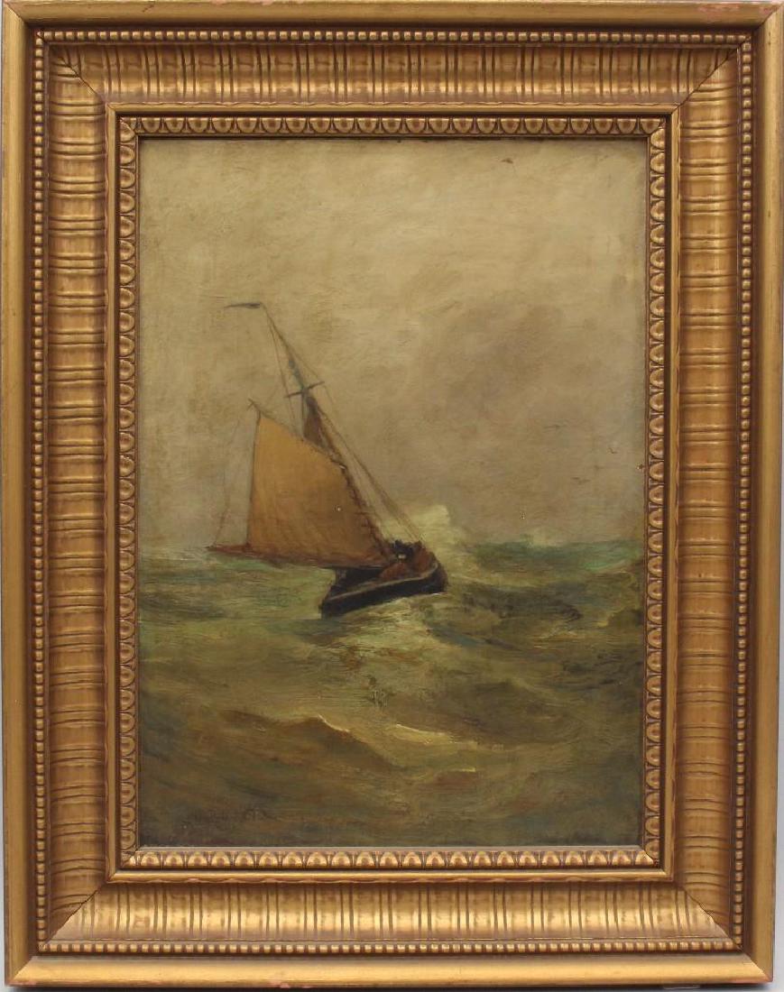 Carlton Theodore Chapman (1860-1925, NY) "Wet Weather": Oil on canvas. Signed in lower left. 14"h x 10"w