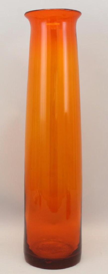 Blenko Glass Vase: Monumental floor vase. Unmarked. 25.75" high