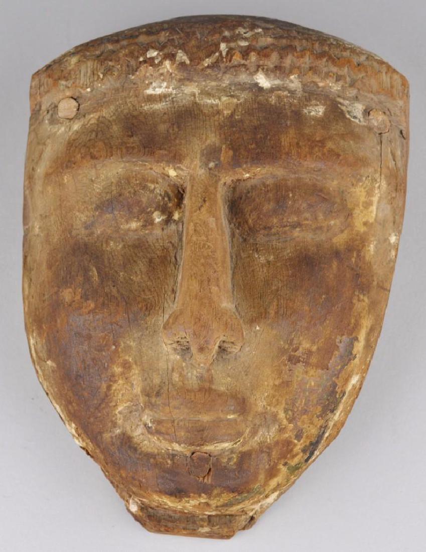 Egyptian Funerary Mask: Gifted to Henry Heymann from Cy Twombly, 1957. 9.5"h x 7"w x 3.5"d