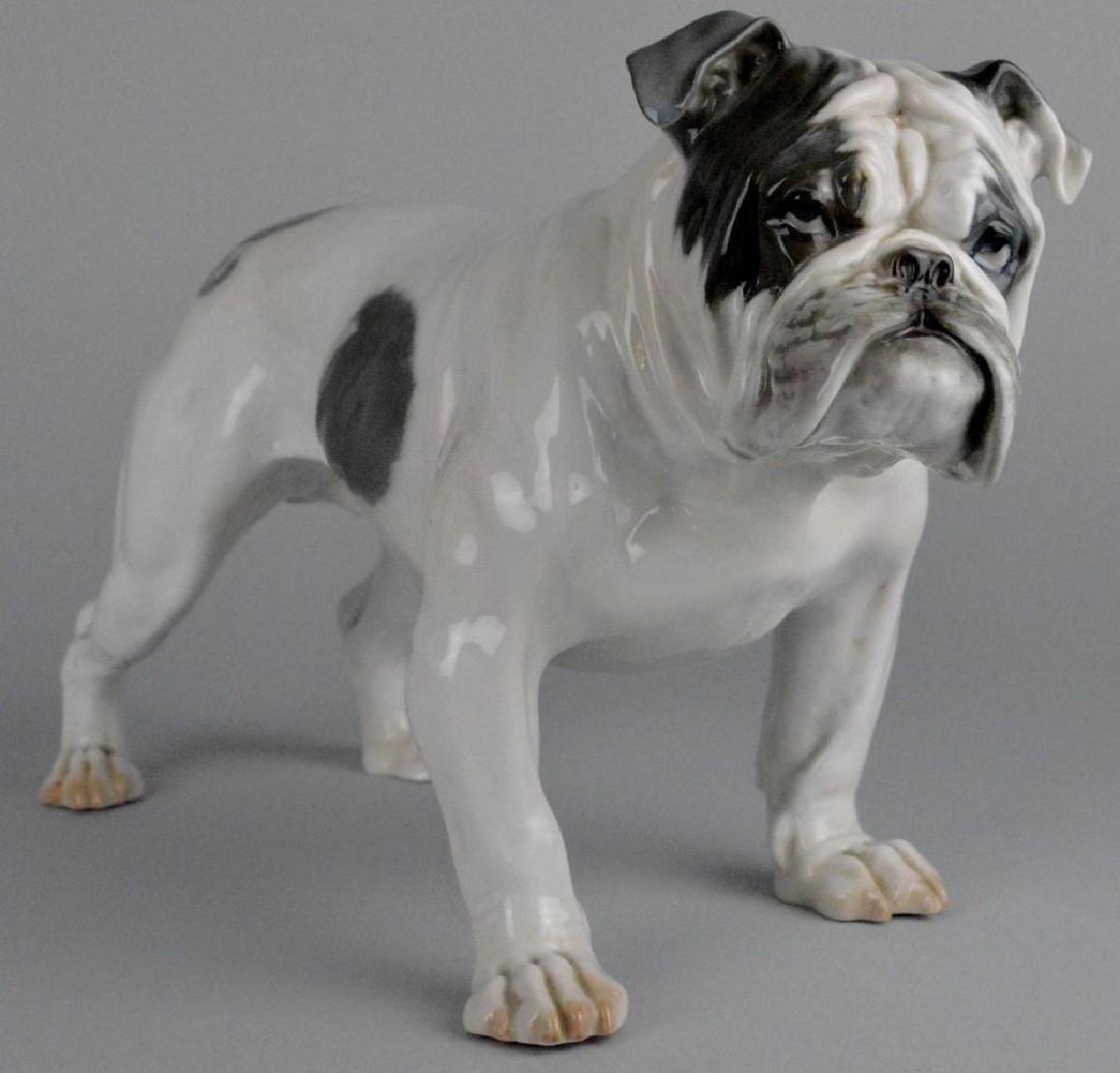 Fritz Diller Rosenthal Porcelain Bulldog: Signed "F. Diller", circa 1920's. 8.75â€h x 6"w x 12â€l