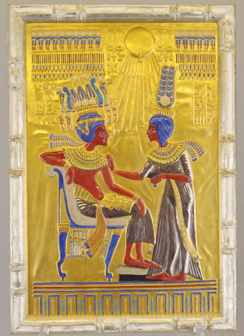 Boehm Porcelain Treasures of Tutankhamun "Golden Throne: Numbered Limited Edition Boehm Golden Throne Relief. Courtesy of The Egyptian Museum, Cairo for the United States Bicentennial with the Exhibition of the Treasures of Tutankhamun 1976 to the Spring 19