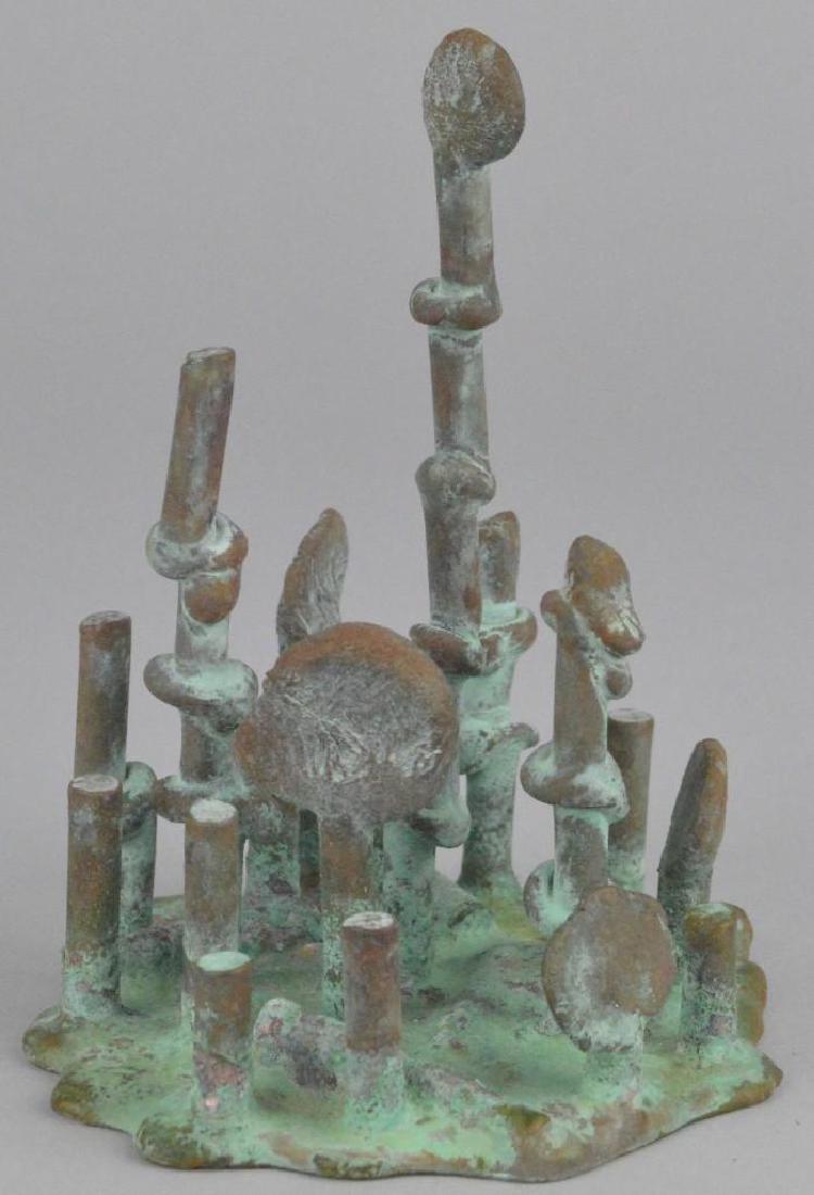 Klaus Ihlenfeld (b. 1934, Pennsylvania, Germany) "PA: Dated 1999, welded bronze sculpture with verdigris patina. Signed "K". 5"h x 4"d.