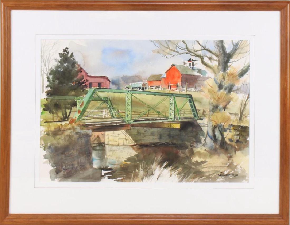Ranulph Bye (1916-2003, Pennsylvania/New Jersey) "The: Watercolor, signed "Ranulph Bye" in lower right. Title and dated, November 1988 on verso. 14"h x 21"w.