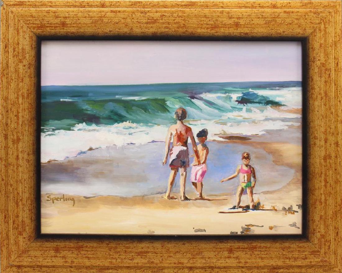 Martha Sperling(20th Century, New Hope, PA) "Children: Oil on canvas. Signed, "Sperling" in lower left. Title and signed on verso. Accepted into the