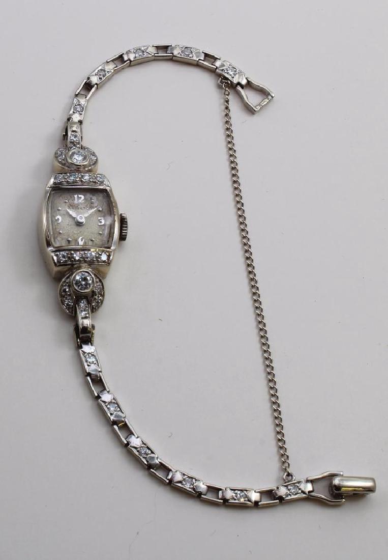 LADIES HAMILTON WRIST WATCH. DIAMOND. 14K WHITE GOLD (1 of 7)