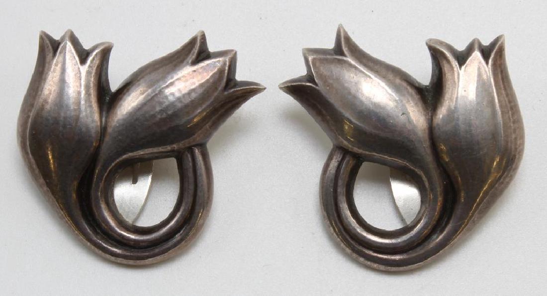 GEORG JENSEN EARRINGS. STERLING SILVER. DENMARK. TULIPS (1 of 2)