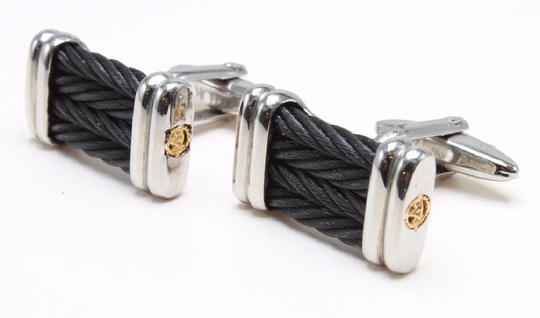 ALOR CUFFLINKS. CABLE. 18K AND STEEL (1 of 4)