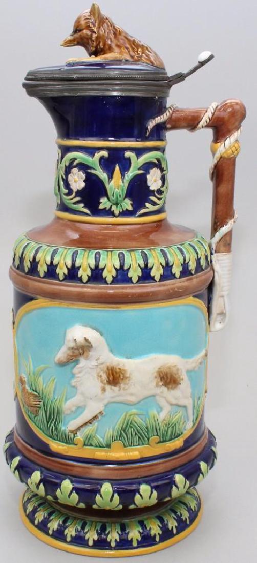 Majolica Caterer Jug with Pewter Cover - 19th C. (1 of 9)
