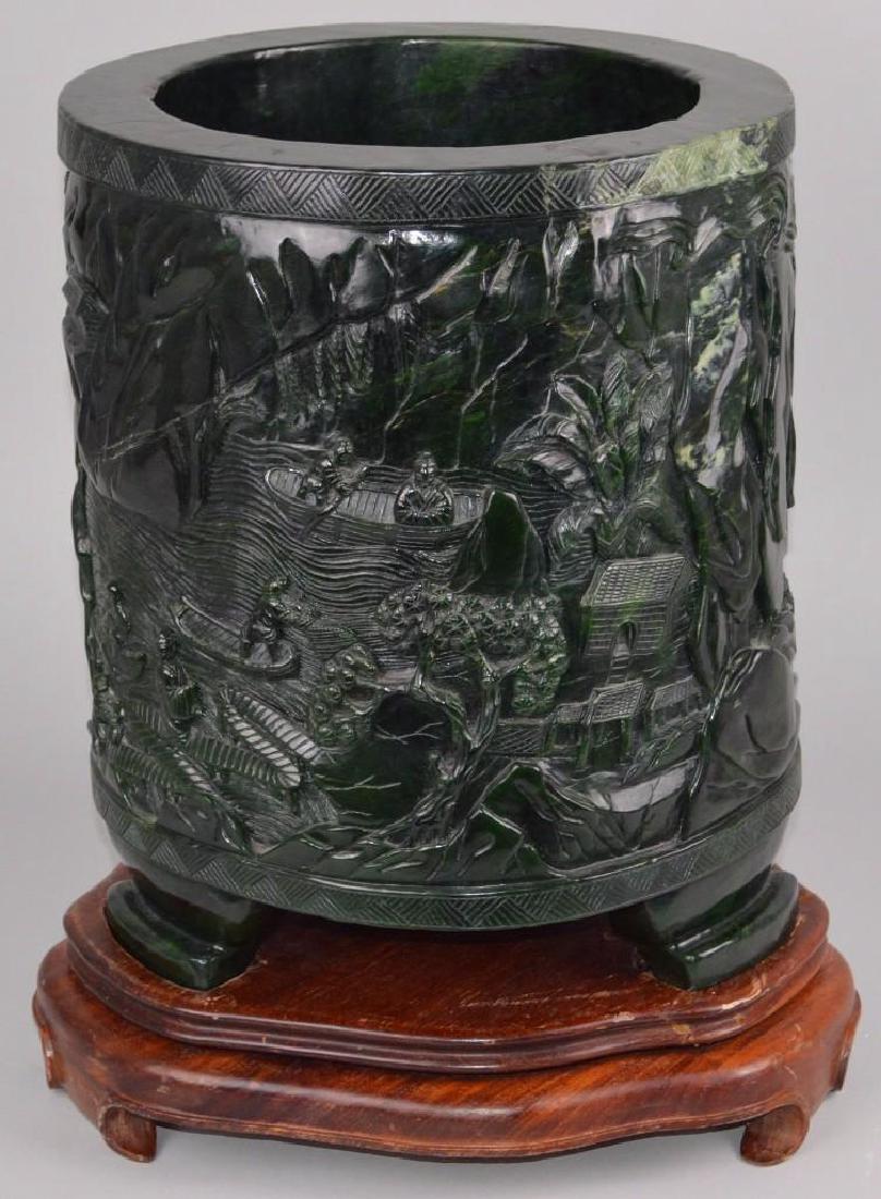 Carved Spinach Jade Vase (1 of 9)