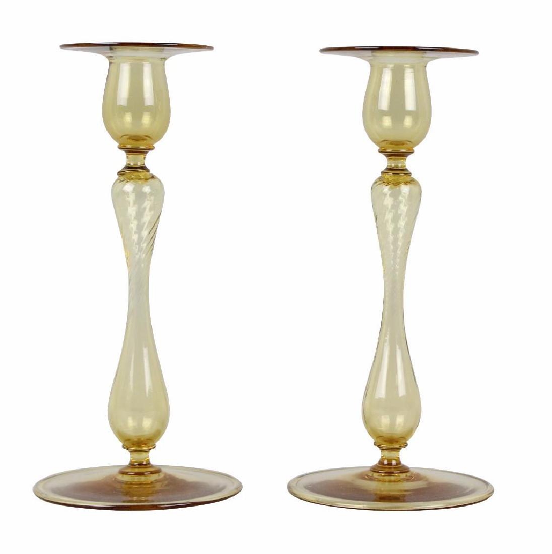 Steuben Art Glass Candlesticks (1 of 1)