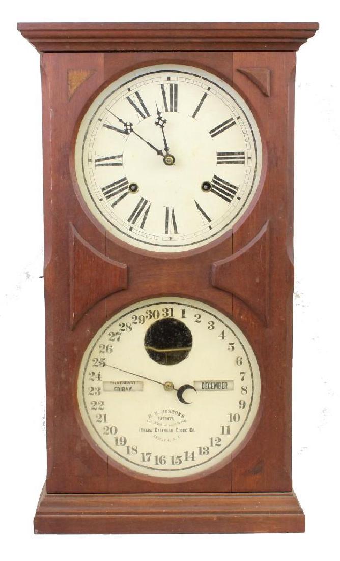 Ithaca Double Dial Wall Calendar Clock (1 of 8)