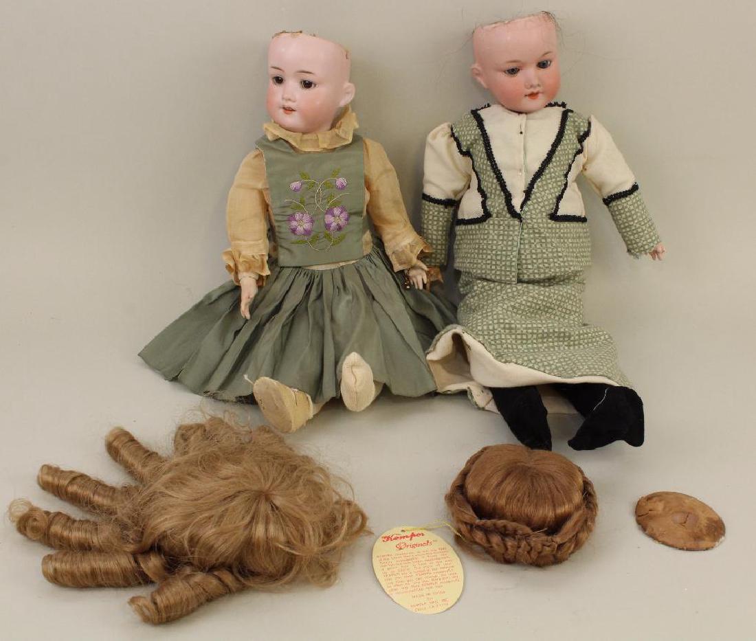 BODY PARTS - PAIR OF BISQUE HEAD DOLLS. (1 of 3)