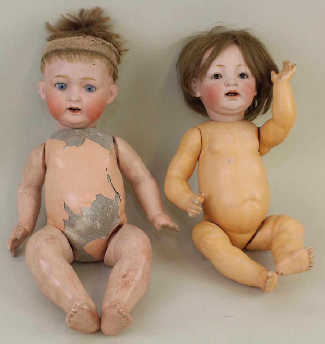 BODY PARTS - PAIR OF ANTIQUE BISQUE HEAD CHARACTER BABY (1 of 4)
