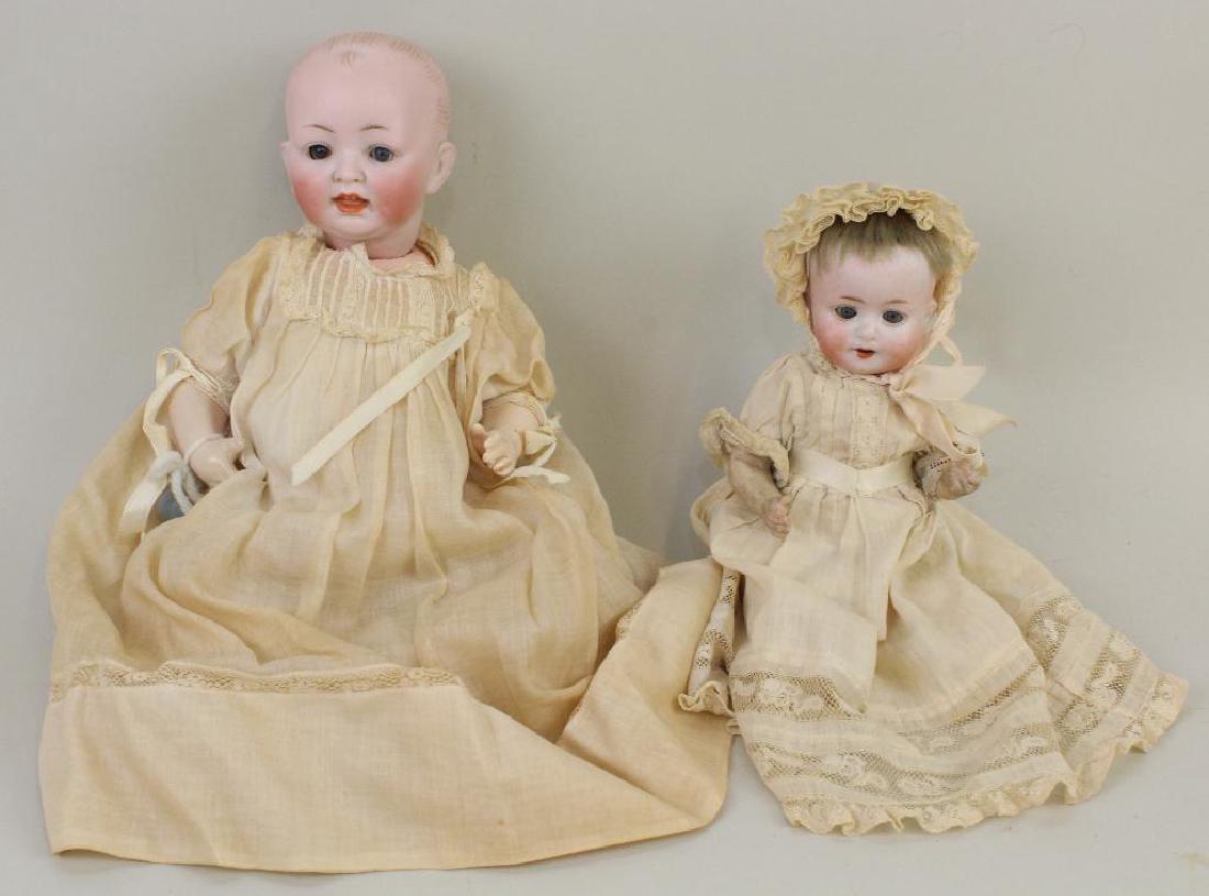 PAIR OF ANTIQUE BISQUE HEAD CHARACTER BABY DOLLS. (1 of 4)