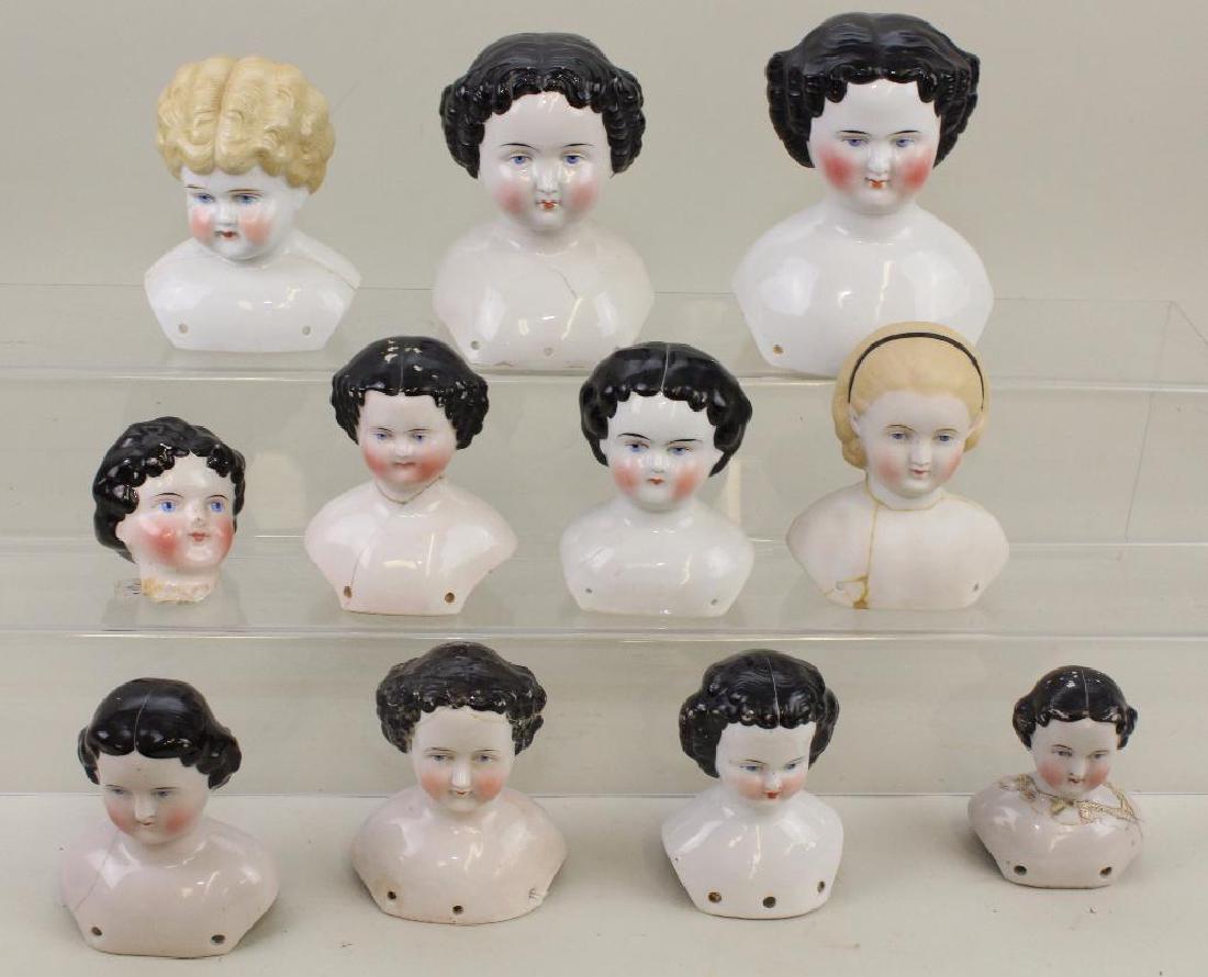 BODY PARTS - LOT OF (12) ANTIQUE CHINA/PARIAN  SHOULDER (1 of 2)