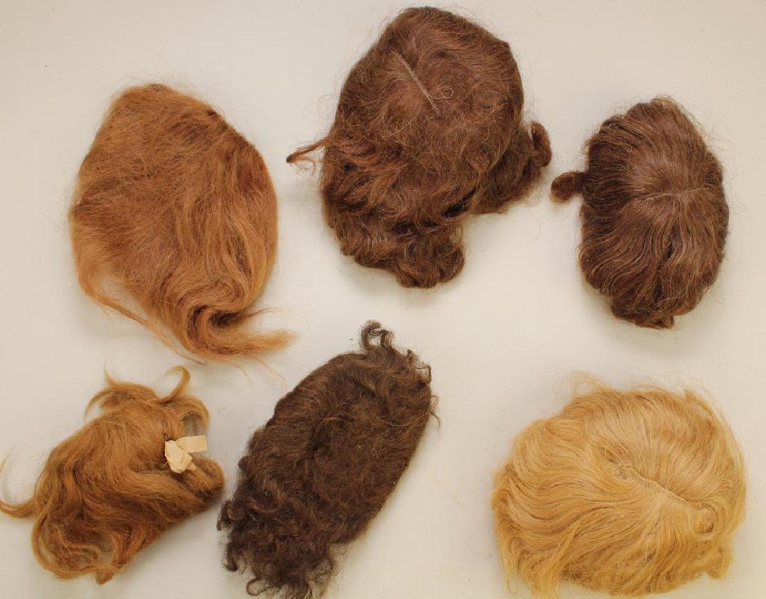 BODY PARTS - LOT OF (6) ANTIQUE HUMAN HAIR DOLL WIGS. (1 of 2)