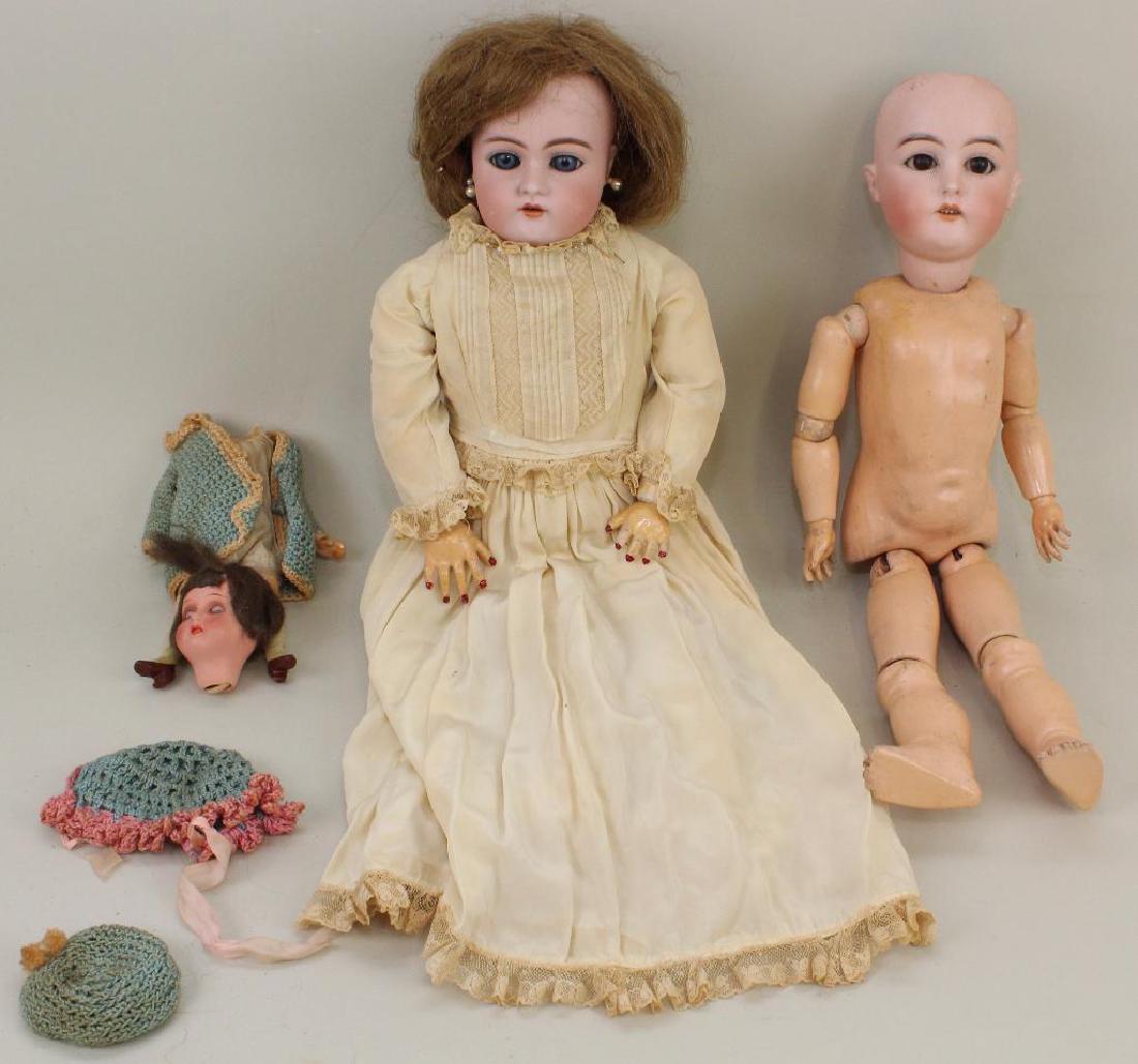 BODY PARTS - LOT OF (3) ANTIQUE BISQUE HEAD DOLLS. (1 of 4)