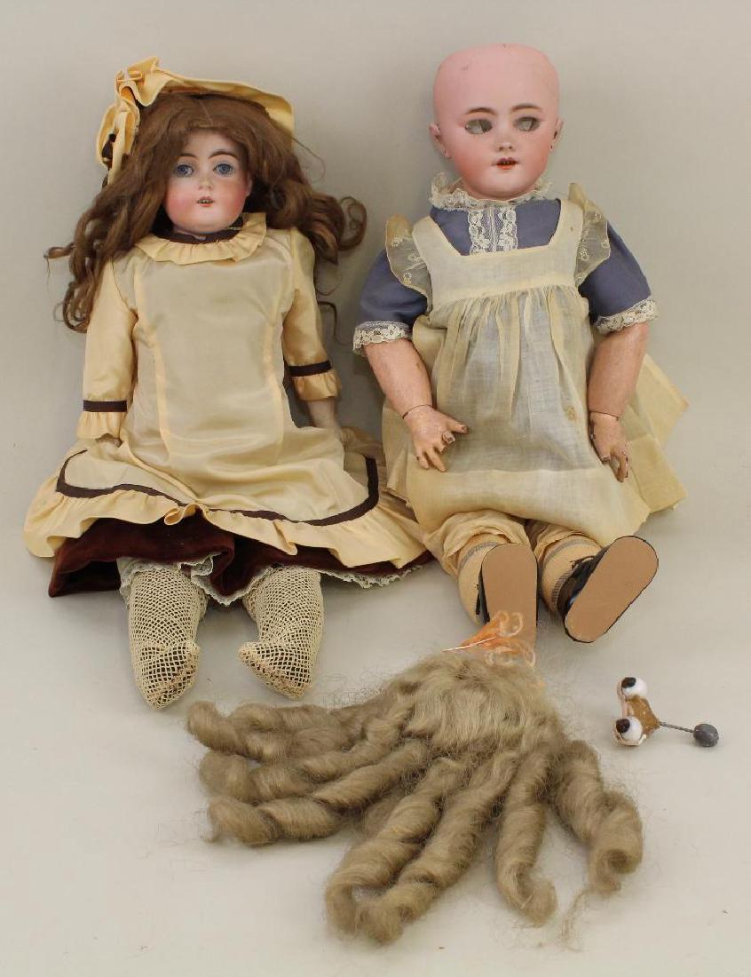 BODY PARTS - PAIR OF ANTIQUE BISQUE HEAD DOLLS. (1 of 6)