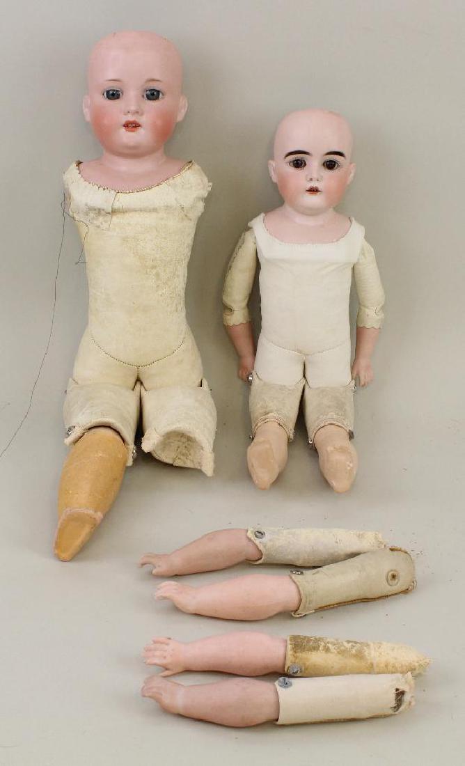 BODY PARTS - PAIR OF ANTIQUE BISQUE SHOULDER HEAD DOLLS; (1 of 5)