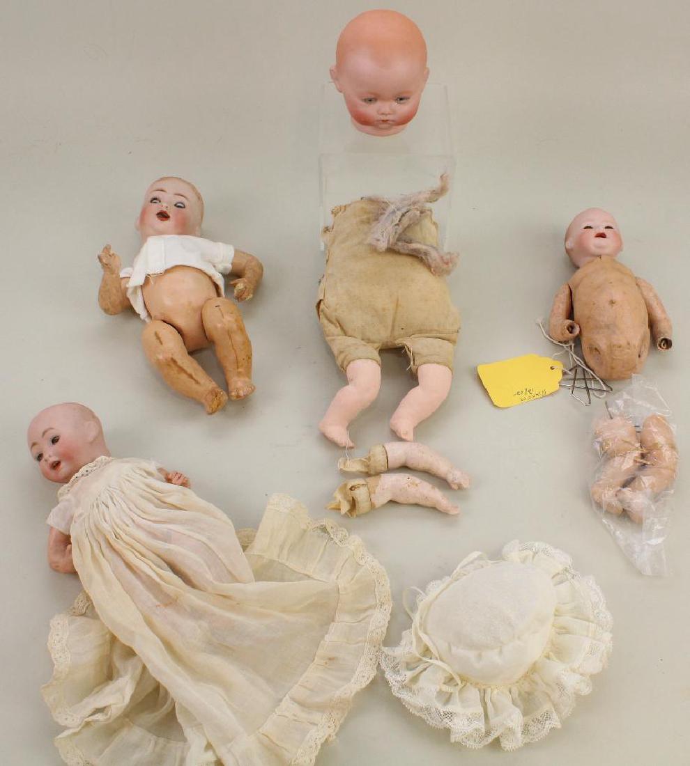 BODY PARTS - LOT OF ANTIQUE BISQUE HEADS/BODIES FOR (4) (1 of 5)