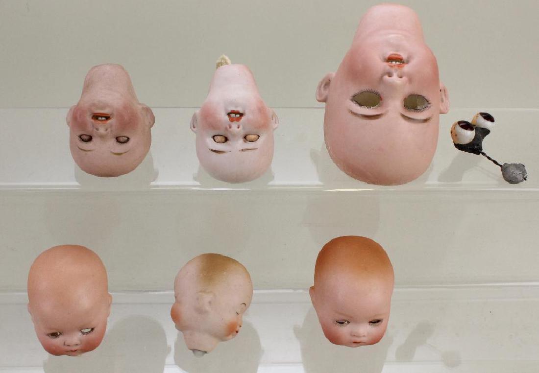 BODY PARTS - LOT OF (6) ANTIQUE BISQUE DOLL HEADS. (1 of 8)