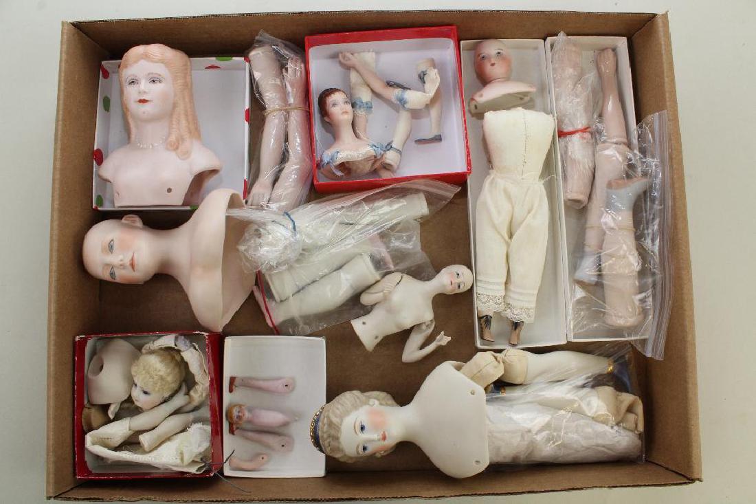 BODY PARTS - LOT OF REPRODUCTION BISQUE DOLL HEADS, (1 of 3)