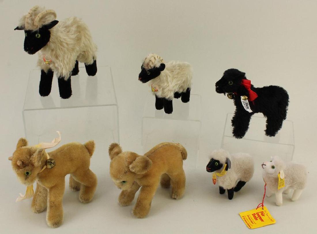 LOT OF (7) PCS. STEIFF MOHAIR/PLUSH GOATS, SHEEP. (1 of 2)