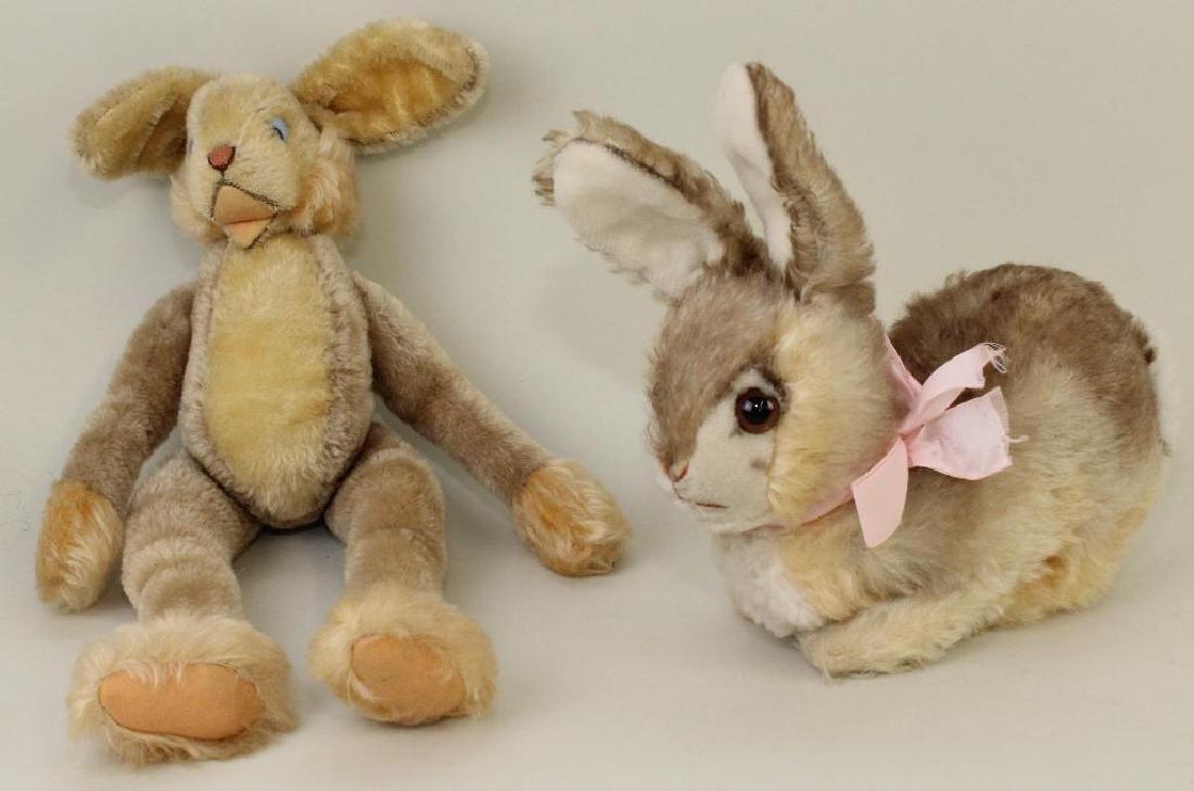 PAIR OF UNMARKED VINTAGE STEIFF MOHAIR RABBITS. (1 of 1)