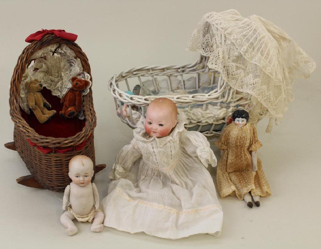 LOT OF ANTIQUE ITEMS: (2)BABY DOLLS, LOWBROW CHINA, (2) (1 of 9)