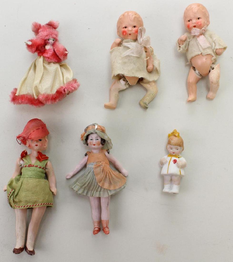 LOT OF (6) ANTIQUE MINI DOLLS: ALL BISQUE, PAINTED (1 of 2)