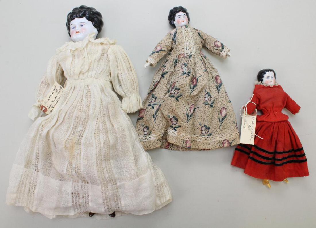 LOT OF (3) ANTIQUE CHINA HEAD DOLLS: 8 1/2", 10 1/2", (1 of 3)