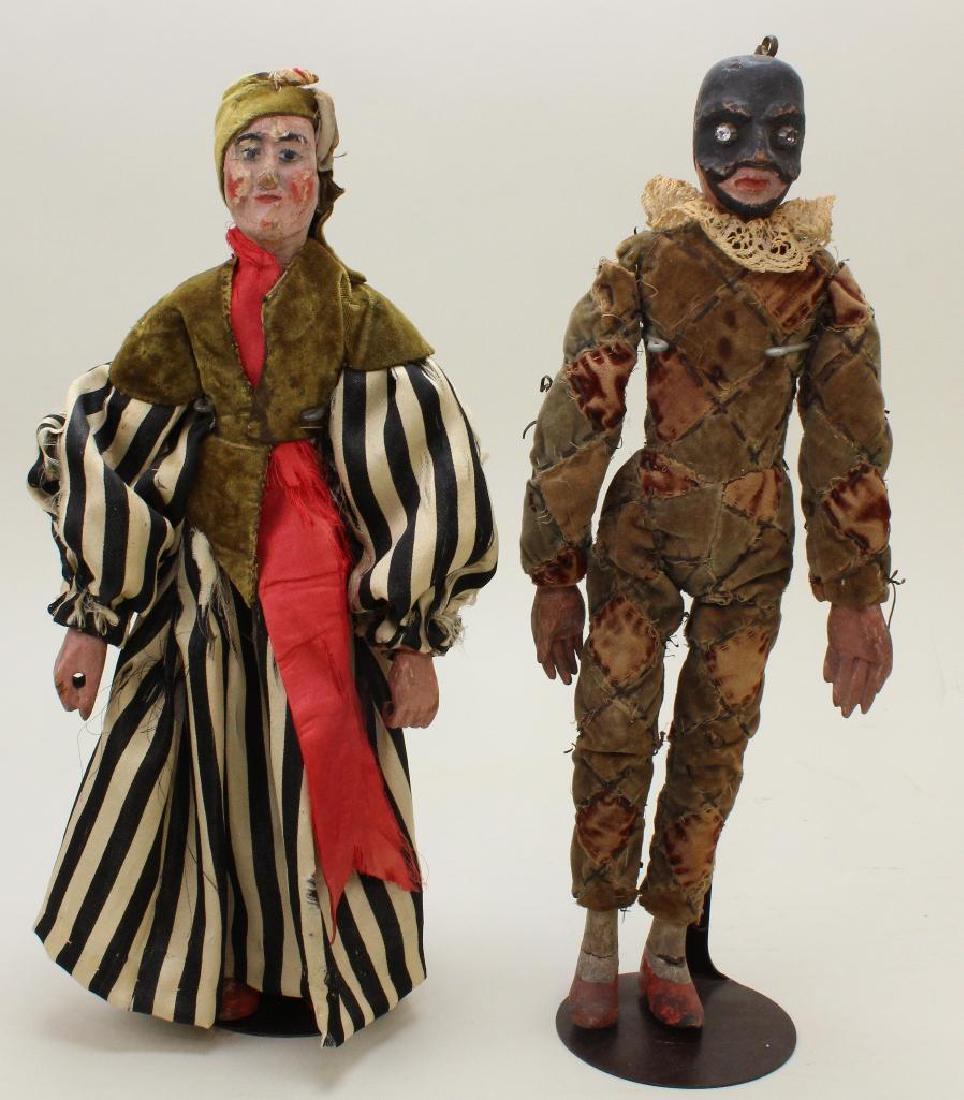 PAIR OF 11" FRENCH WOODEN PUPPETS, LATE 18th C - EARLY (1 of 4)