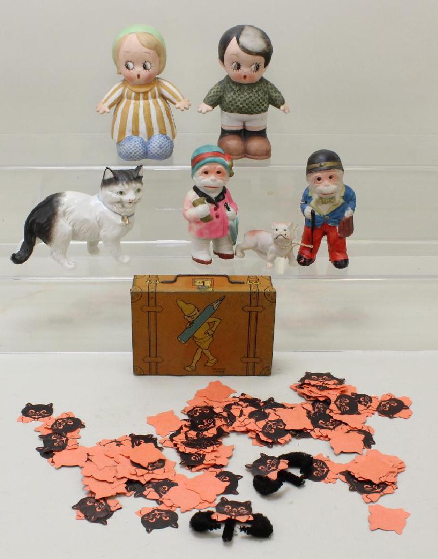 LOT OF ANTIQUE & VINTAGE BISQUE/CHINA FIGURINES; (1 of 9)