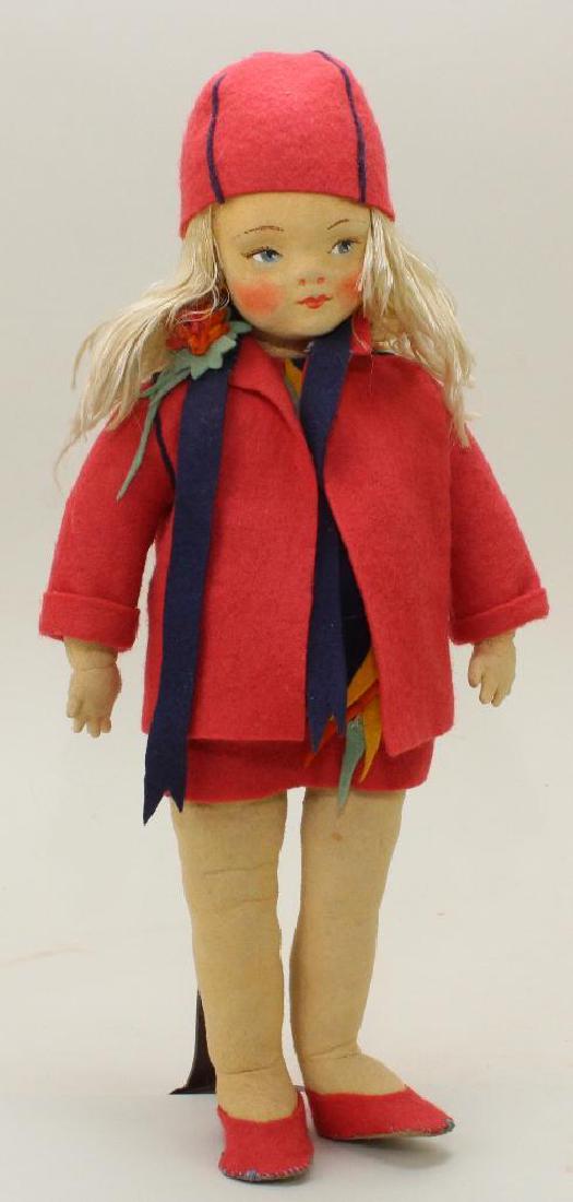 12" SUEDE DOLL MARKED WALDRON 192. (1 of 3)