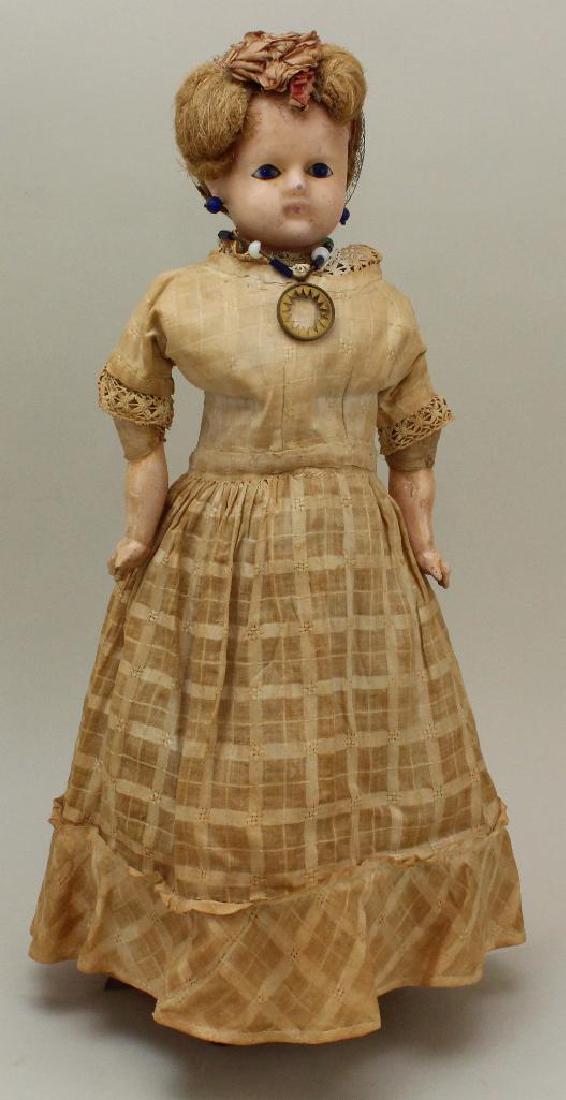19" ANTIQUE WAX OVER  PAPIER MACHE SHOULDER HEAD DOLL (1 of 5)