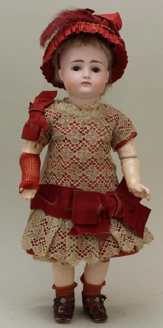 14 1/2" "9" Antique Bisque Head Doll With Closed