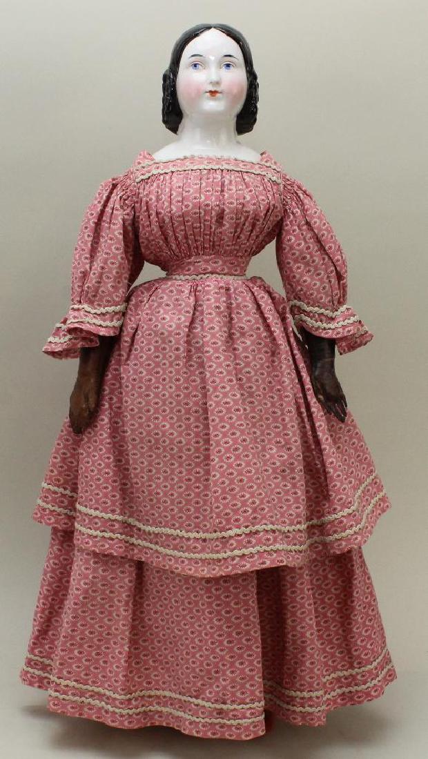 22" UNMARKED 1840's CHINA SHOULDER HEAD DOLL. (1 of 6)