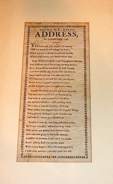 Newspaper Carrier's Address-1798.