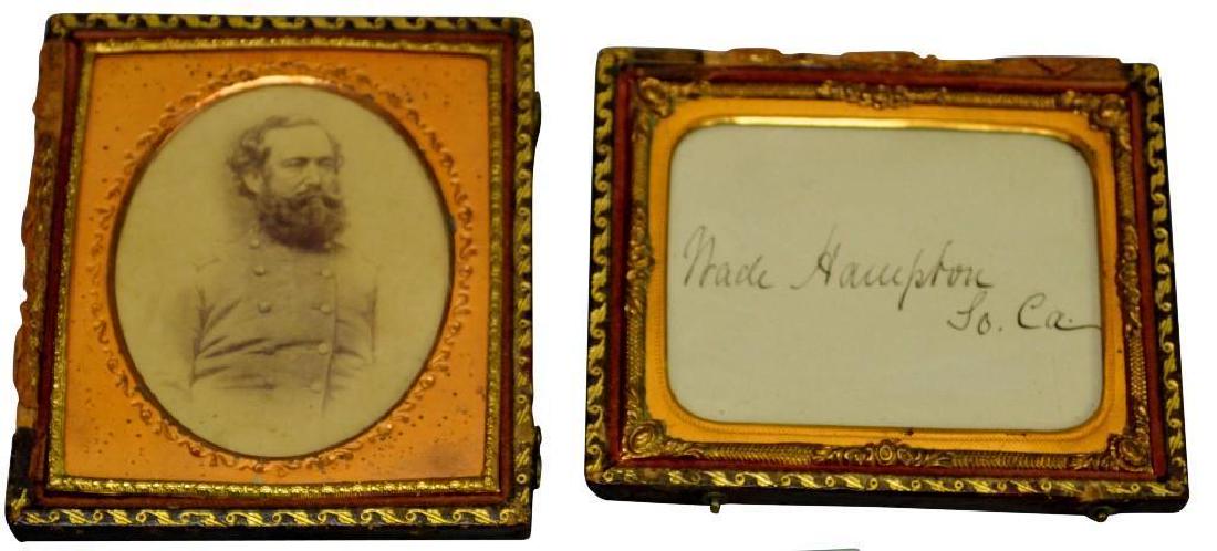 CDV and Autograph of Civil War Confederate General Wade: Carte de visite photograph and autograph of Wade Hampton (1818–1902) Confederate military officer (Head of the Army of Northern Virginia Cavalry and WIA at Gettysburg) and politician. Hampton later 