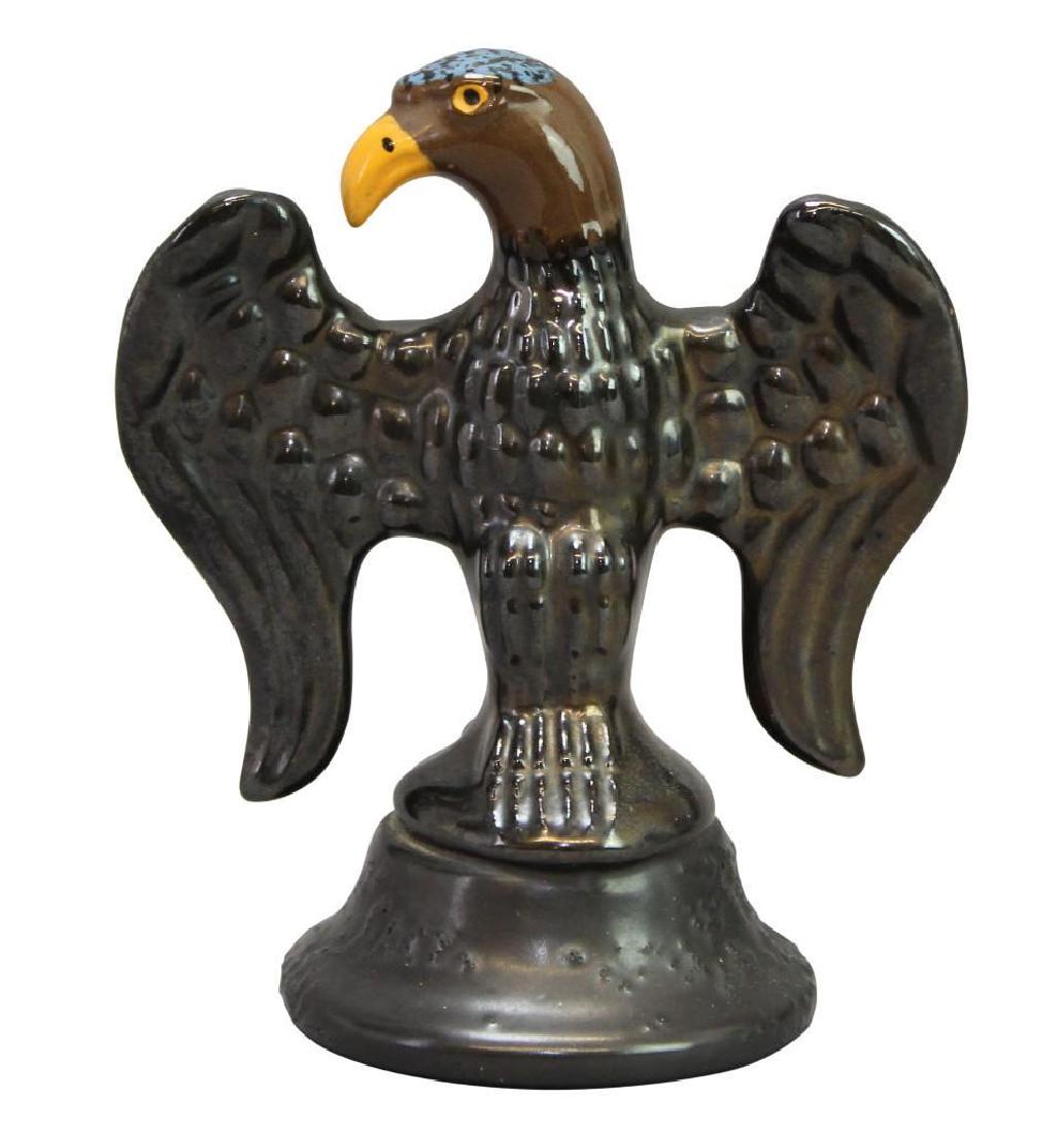 James C. Seagreaves Pottery Bird: Brown eagle, signed "JCS", 6.75"h x 5.75"w
