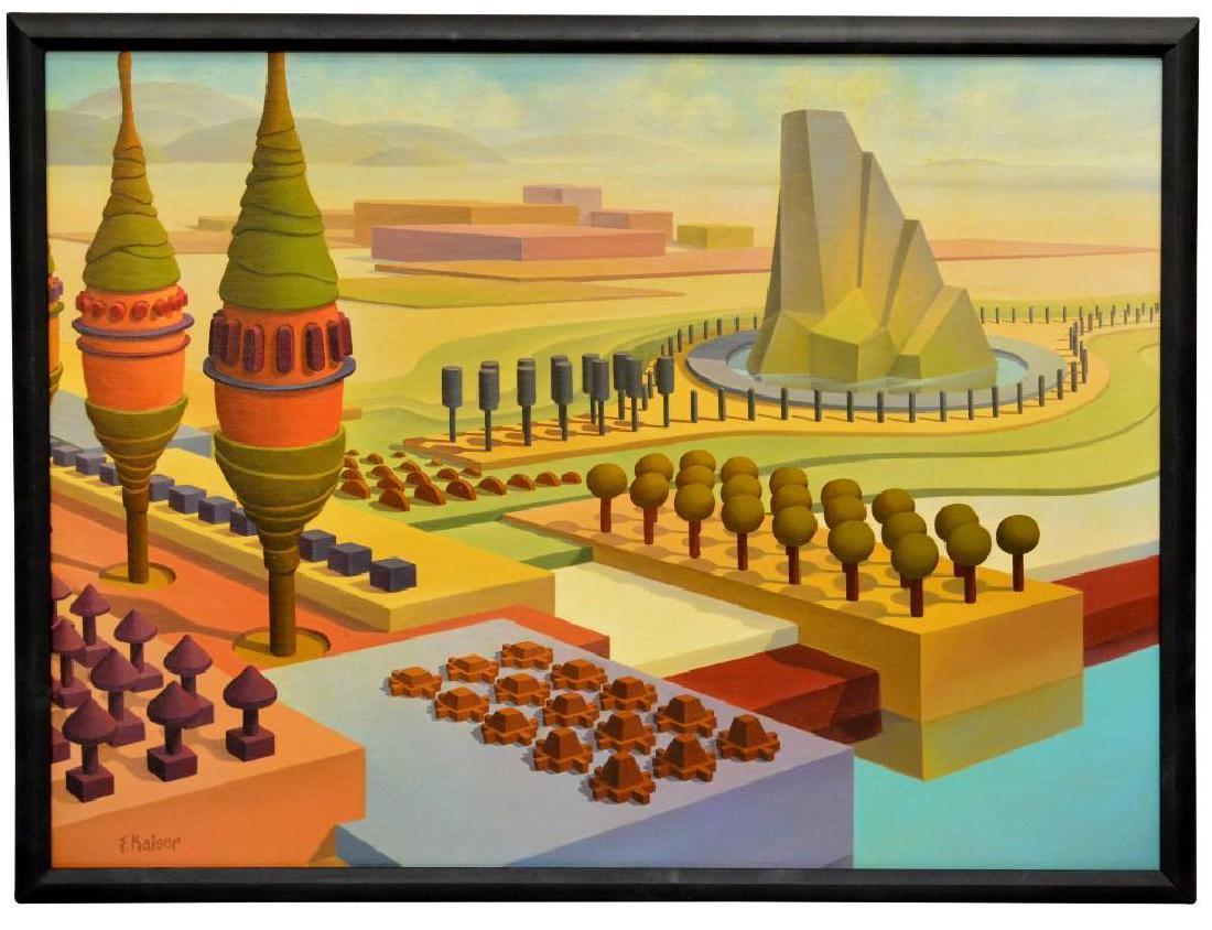 Franz Jozef Ponstingl (1927 - 2004): Oil on board, "#9" SLL F. Kaiser (other name variants include Ponstingl, Eichel, and Hobell). 21"h x 27"w sight